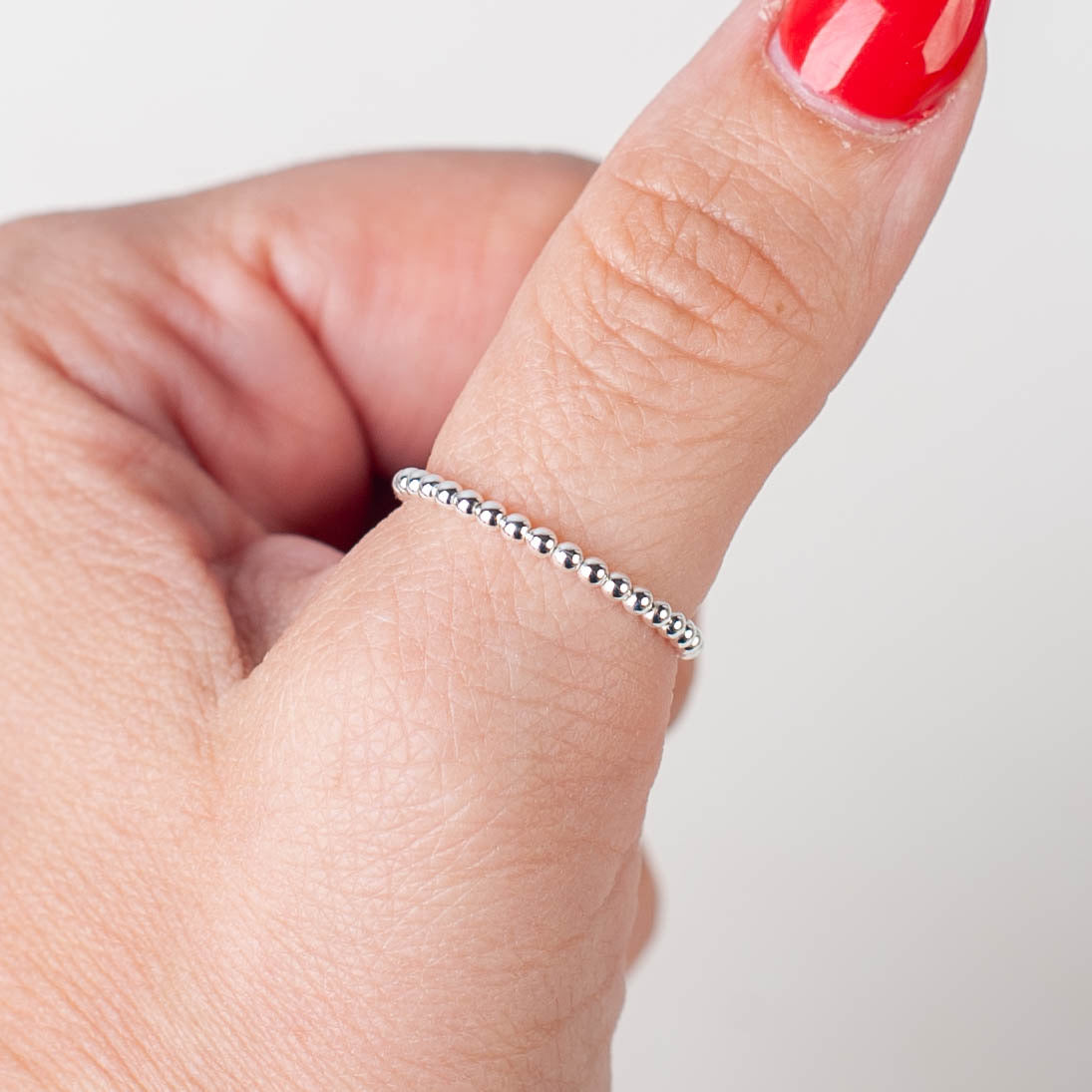Sterling Silver Beaded Ring – Minimalist Texture, Timeless Shine