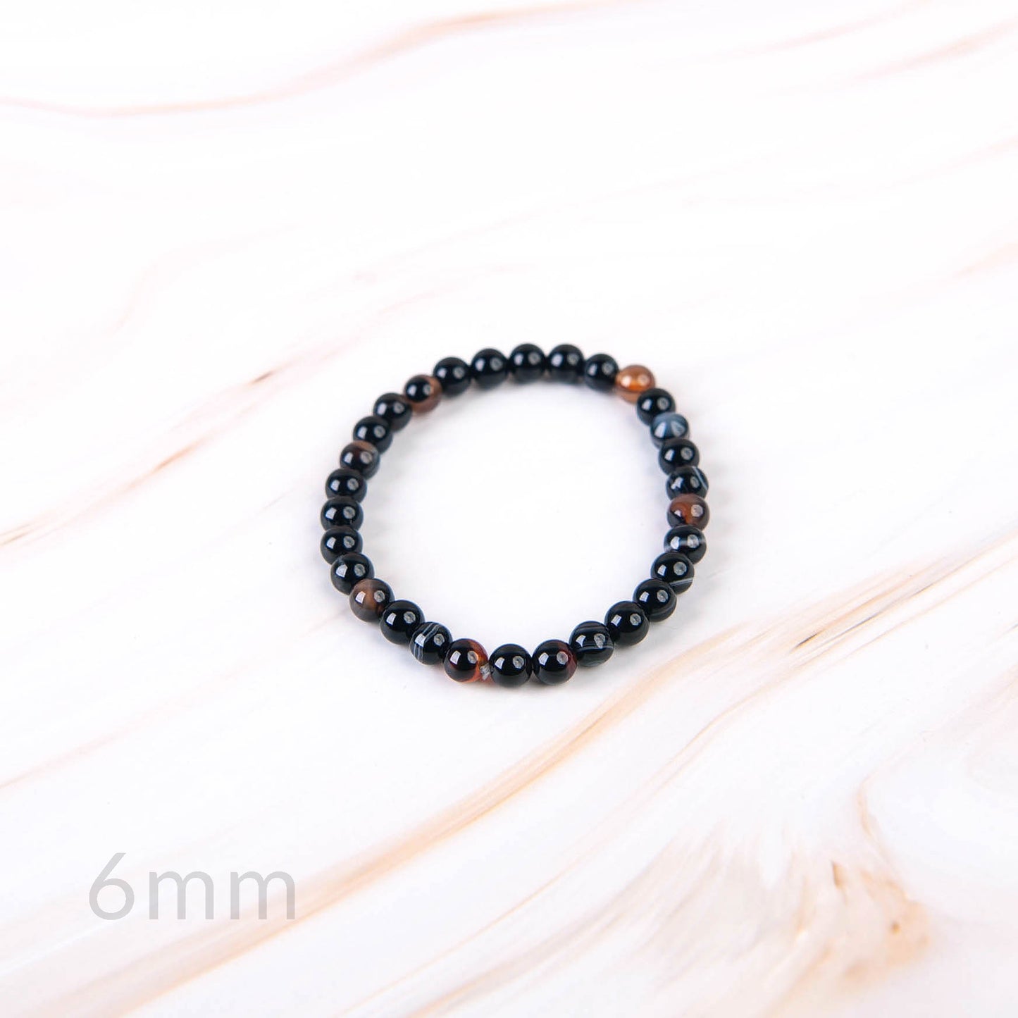 Black Banded Agate Beaded Bracelet