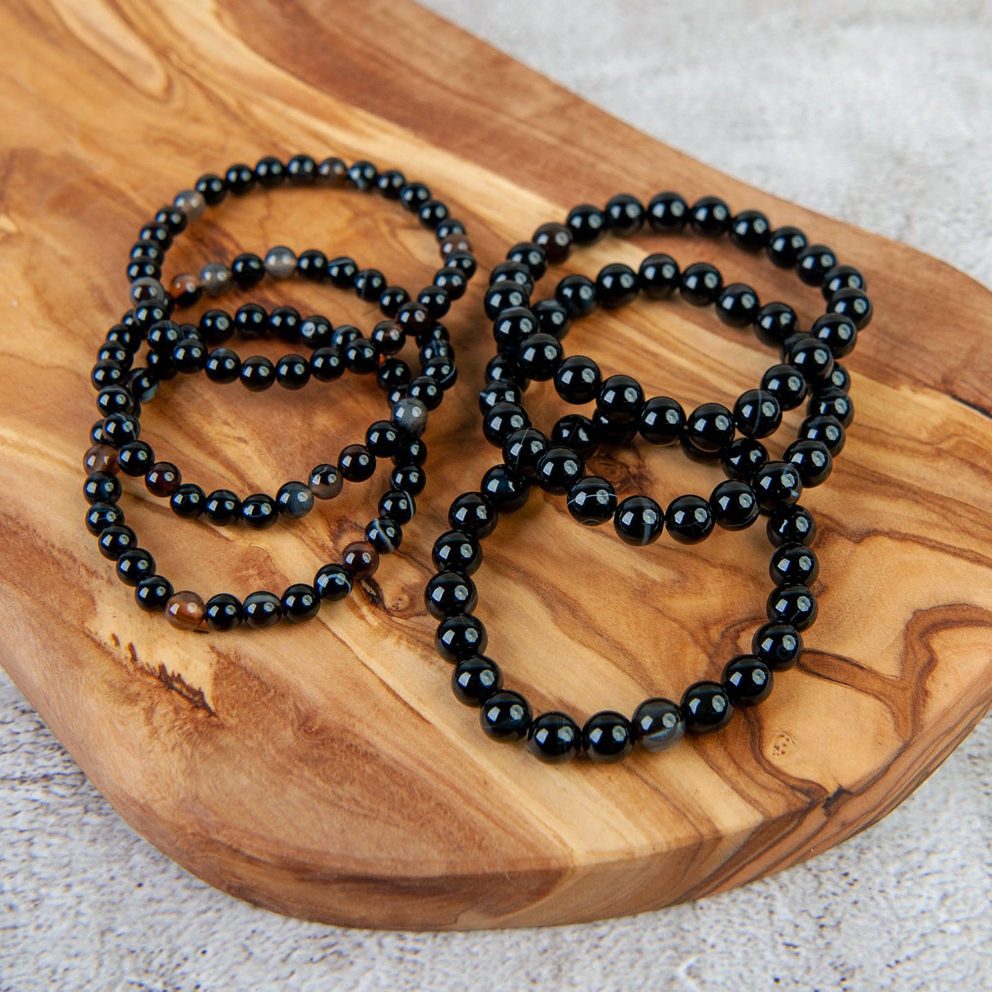 Black Banded Agate Beaded Bracelet