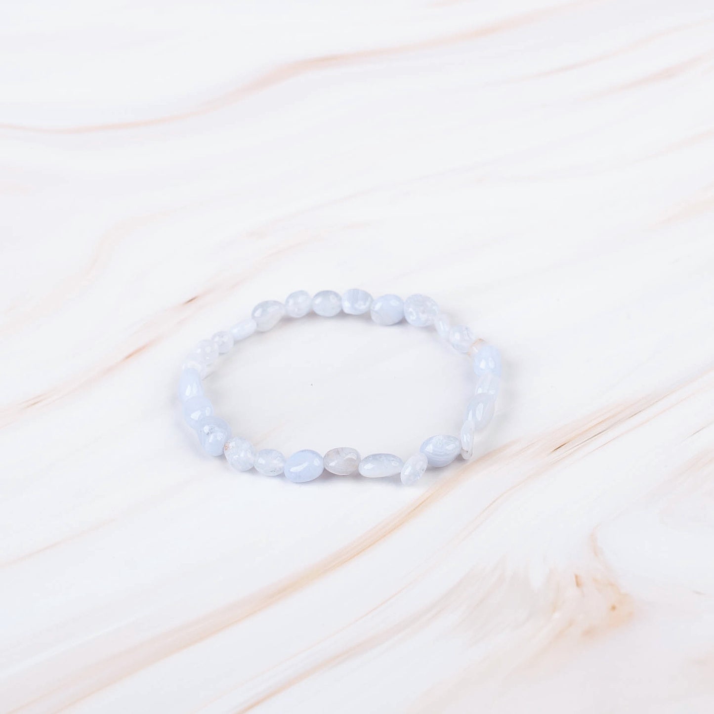 Blue Lace Agate Pebble Beaded Bracelet