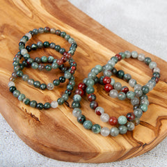 African Bloodstone Beaded Bracelet