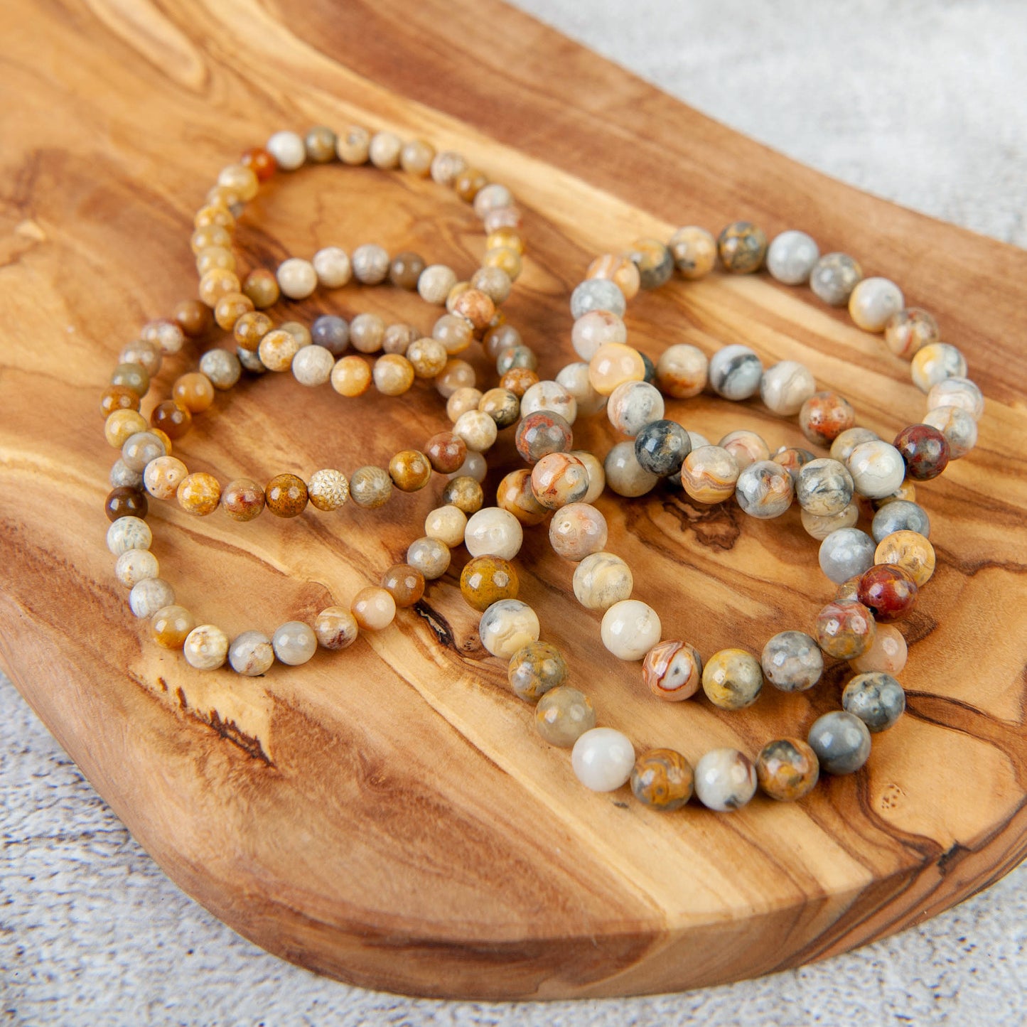 Yellow Crazy Lace Agate Beaded Bracelet