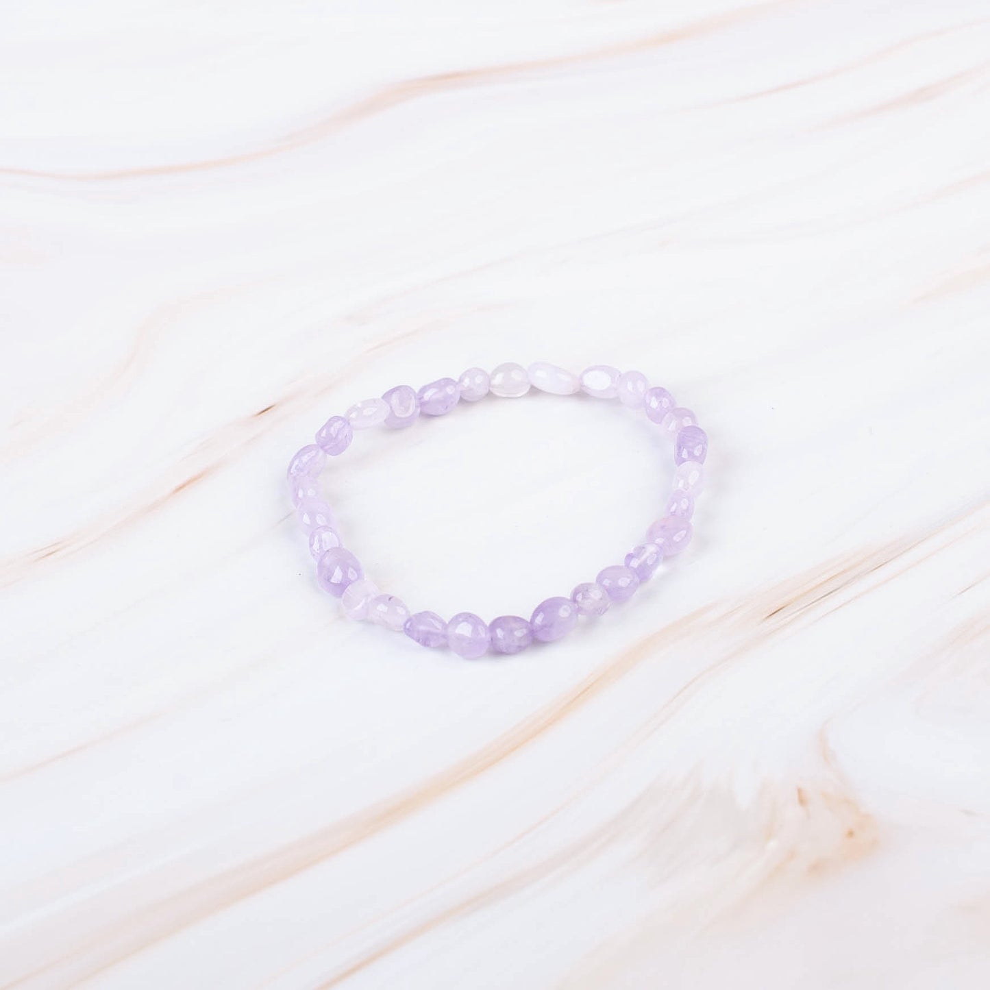 Lavender Amethyst Pebble Beaded Bracelet