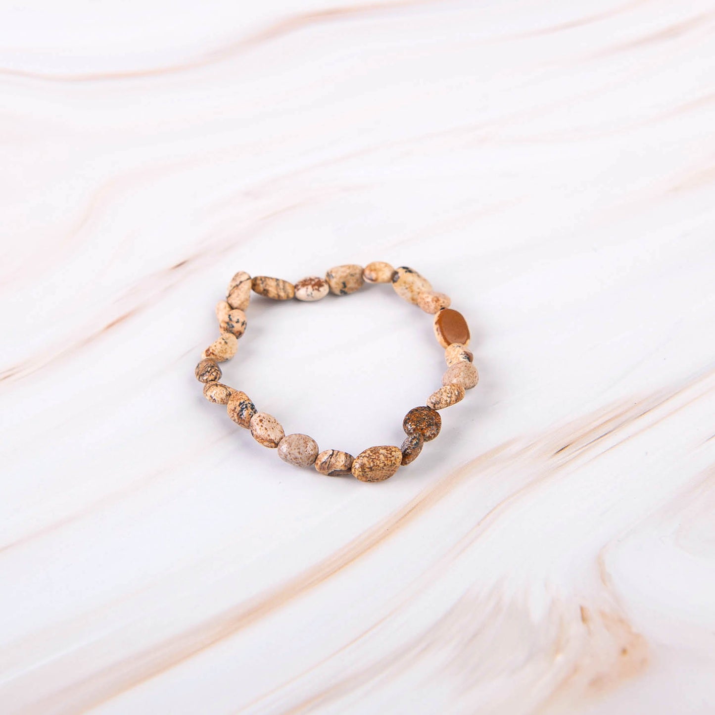 Picture Jasper Pebble Beaded Bracelet