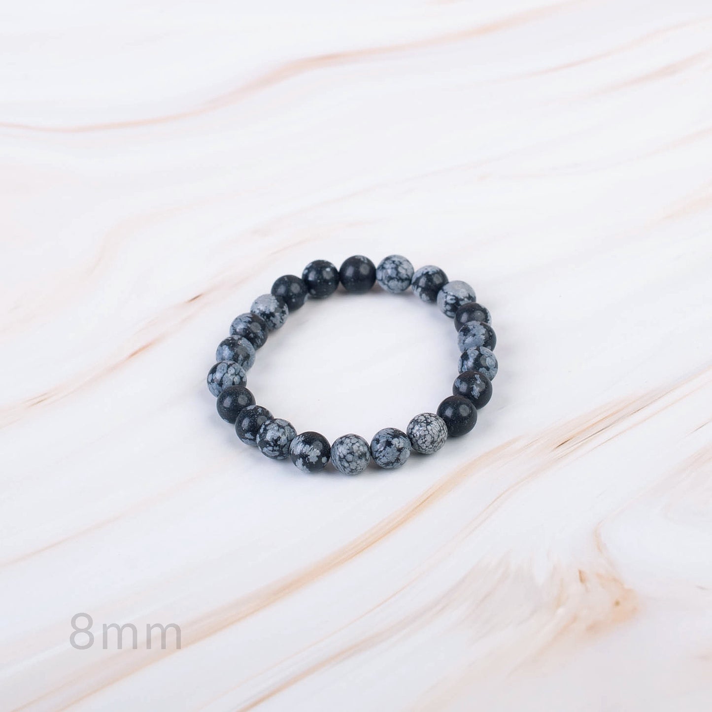 Snowflake Obsidian Beaded Bracelet