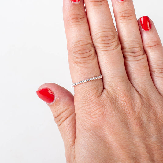 Sterling Silver Beaded Ring – Minimalist Texture, Timeless Shine