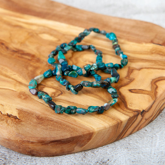 Azurite Pebble Beaded Bracelet