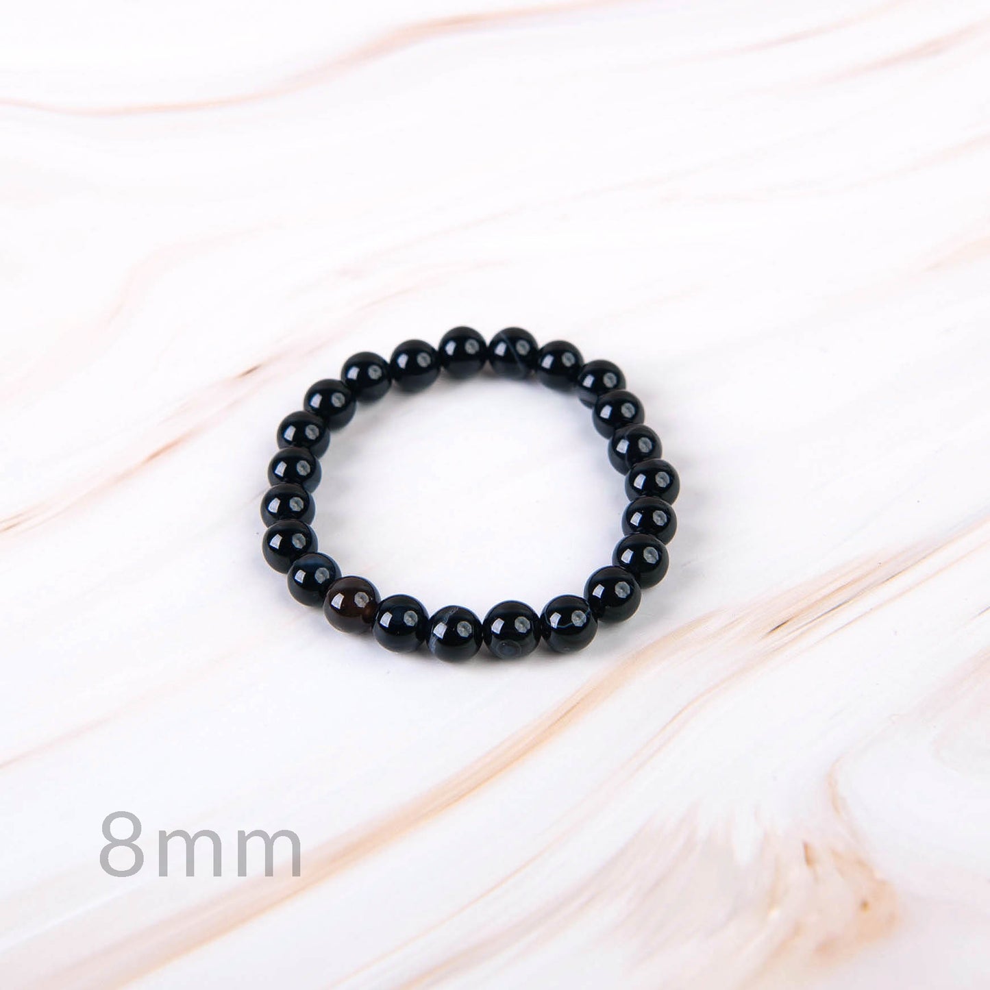 Black Banded Agate Beaded Bracelet