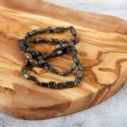 Bronzite Pebble Beaded Bracelet