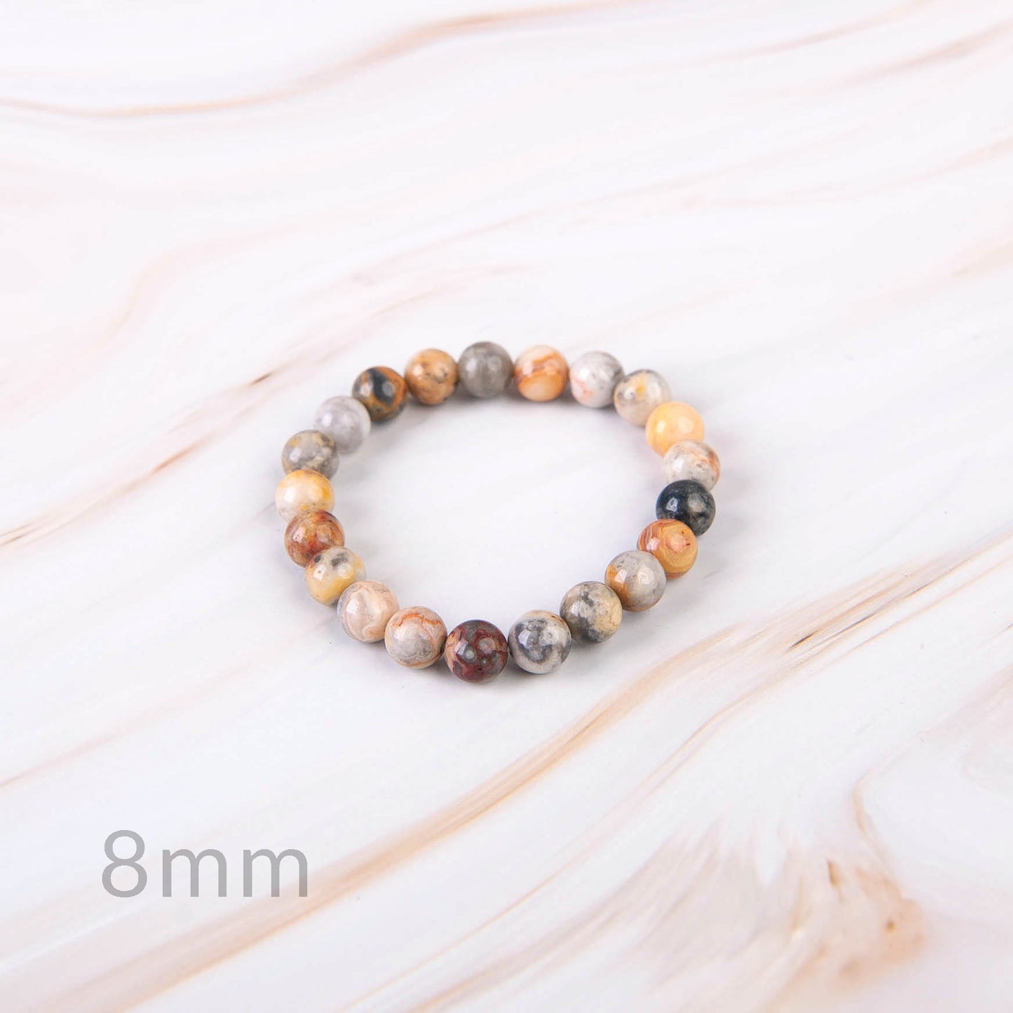 Yellow Crazy Lace Agate Beaded Bracelet