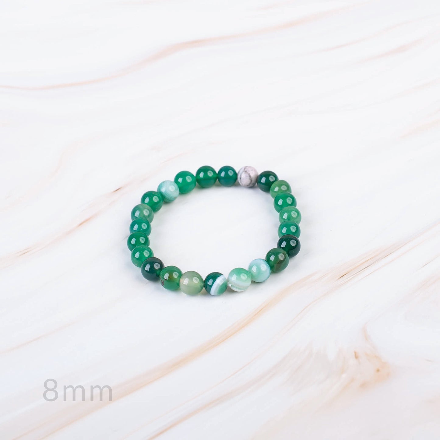 Green Banded Agate DYED Beaded Bracelet