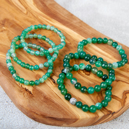 Green Banded Agate DYED Beaded Bracelet