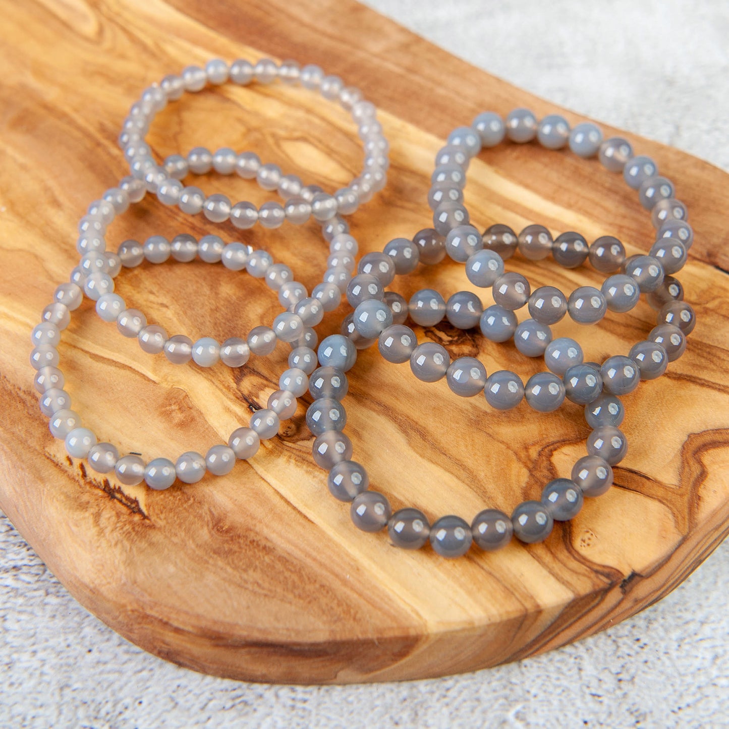 Gray Agate Beaded Bracelet