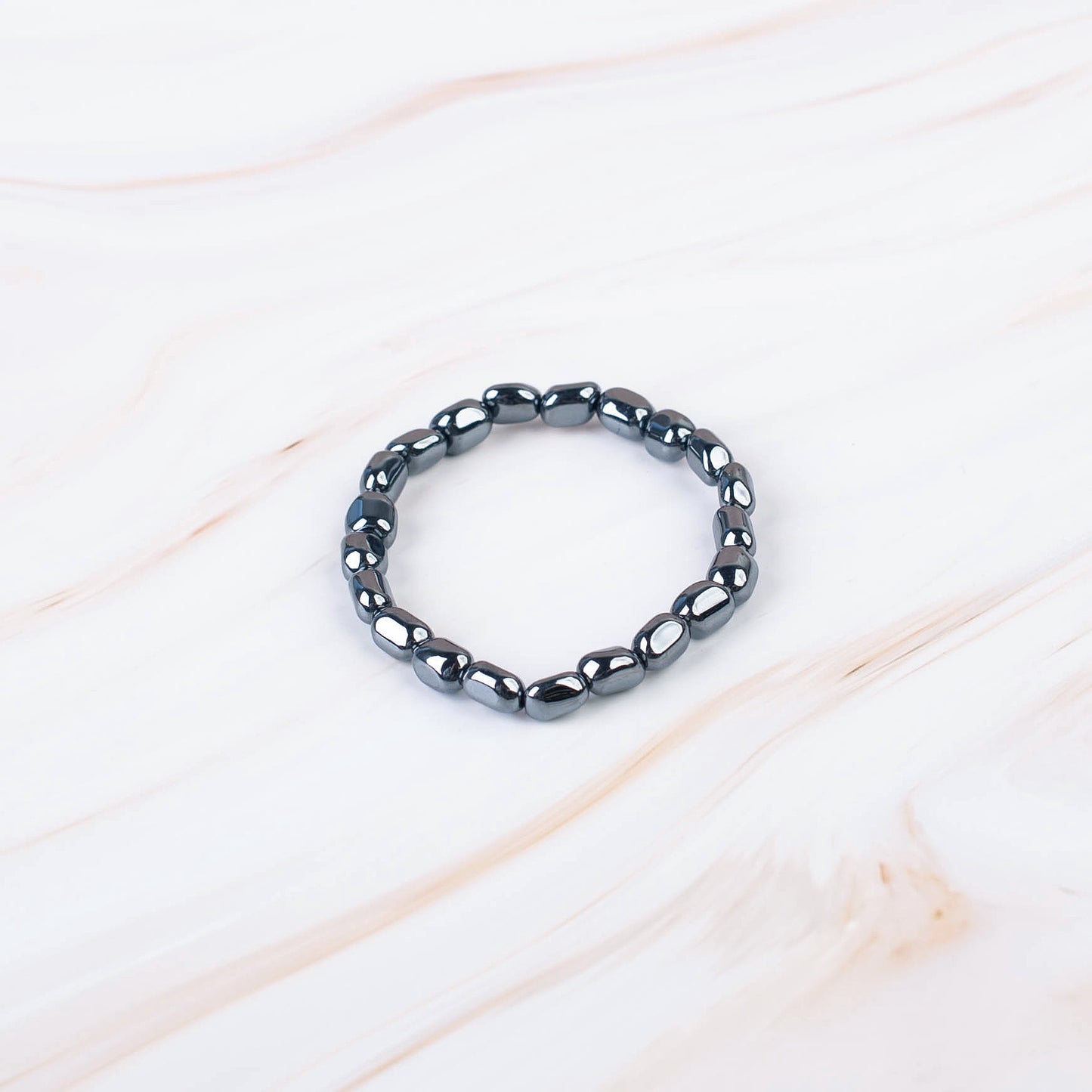 Hematite Pebble Beaded Bracelet