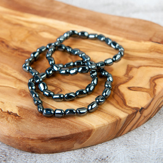 Hematite Pebble Beaded Bracelet