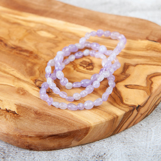 Lavender Amethyst Pebble Beaded Bracelet
