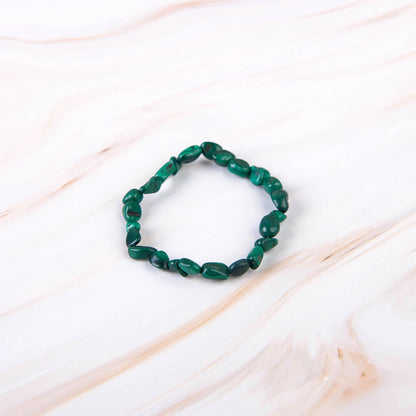 Malachite Pebble Beaded Bracelet