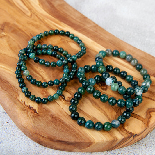 Moss Agate Beaded Bracelet