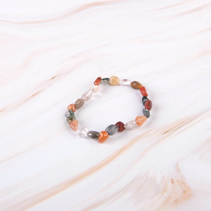 Multi Color Rutile Quartz Pebble Beaded Bracelet
