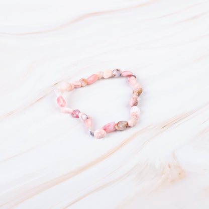 Pink Opal Pebble Beaded Bracelet