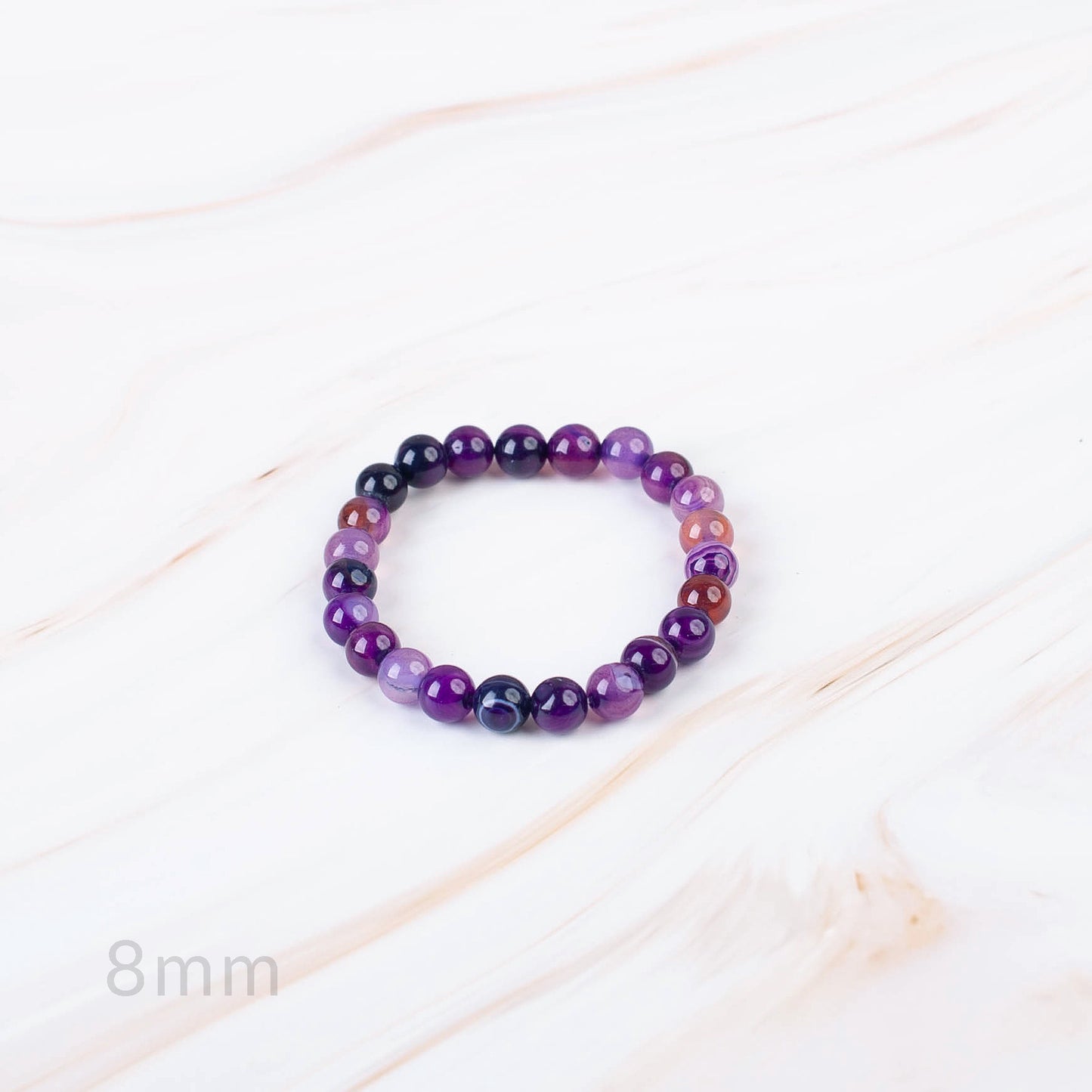 Purple Banded Agate DYED Beaded Bracelet