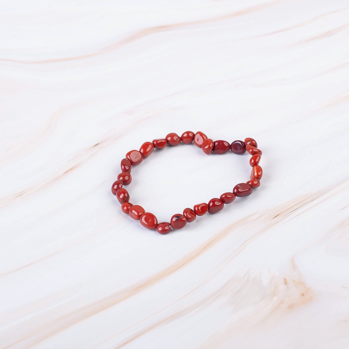 Red Jasper Pebble Beaded Bracelet