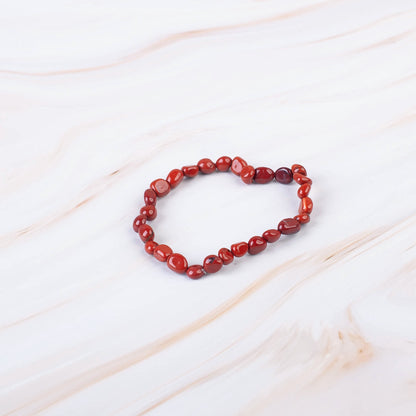 Red Jasper Pebble Beaded Bracelet