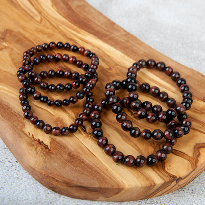 Red Tigers Eye Beaded Bracelet