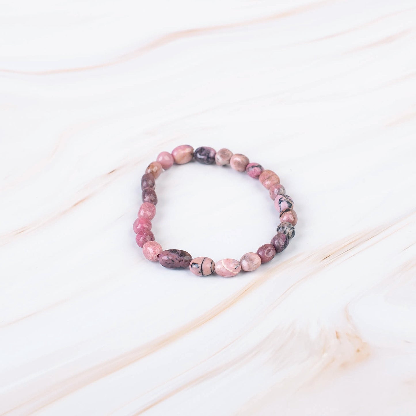 Rhodonite Pebble Beaded Bracelet
