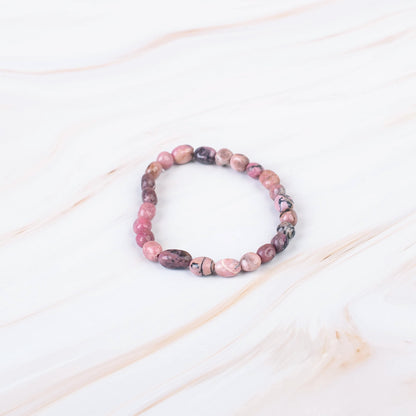 Rhodonite Pebble Beaded Bracelet