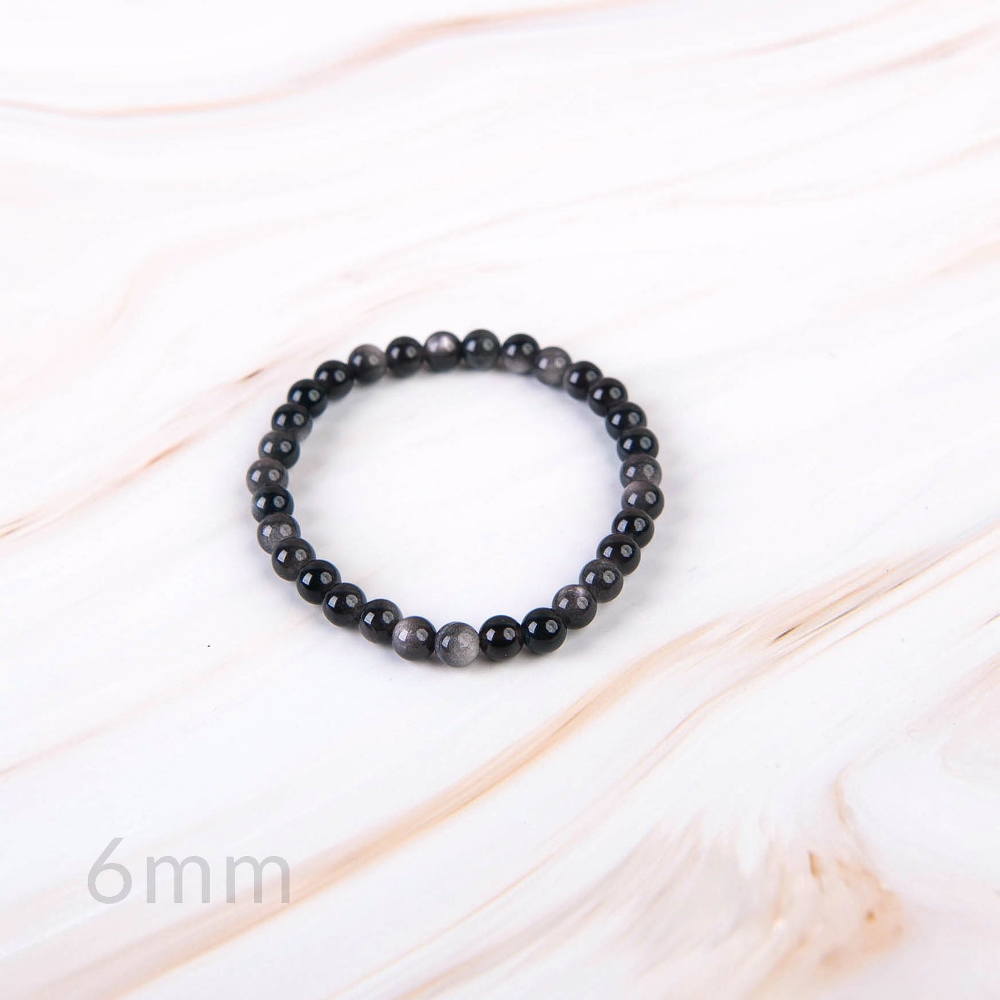 Silver Obsidian Beaded Bracelet