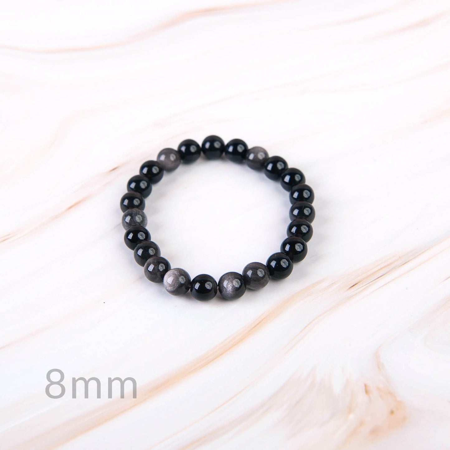 Silver Obsidian Beaded Bracelet