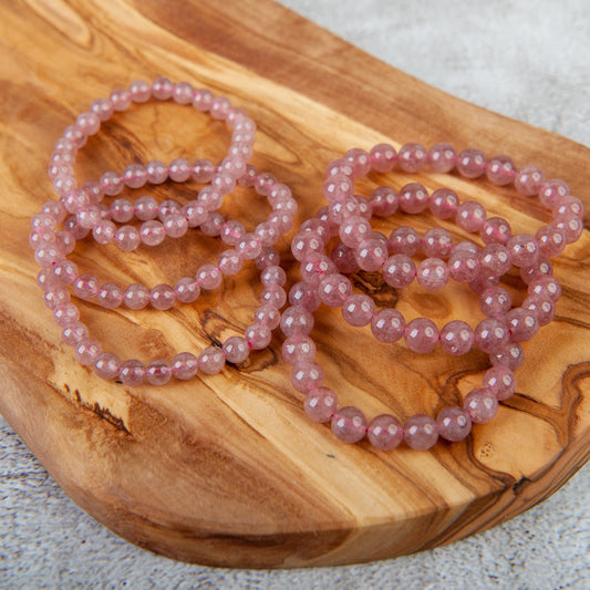 Strawberry Quartz Beaded Bracelet