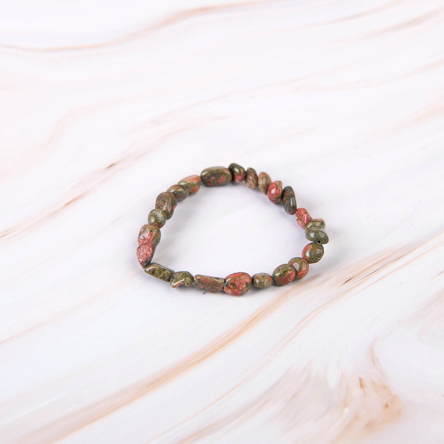Unakite Pebble Beaded Bracelet