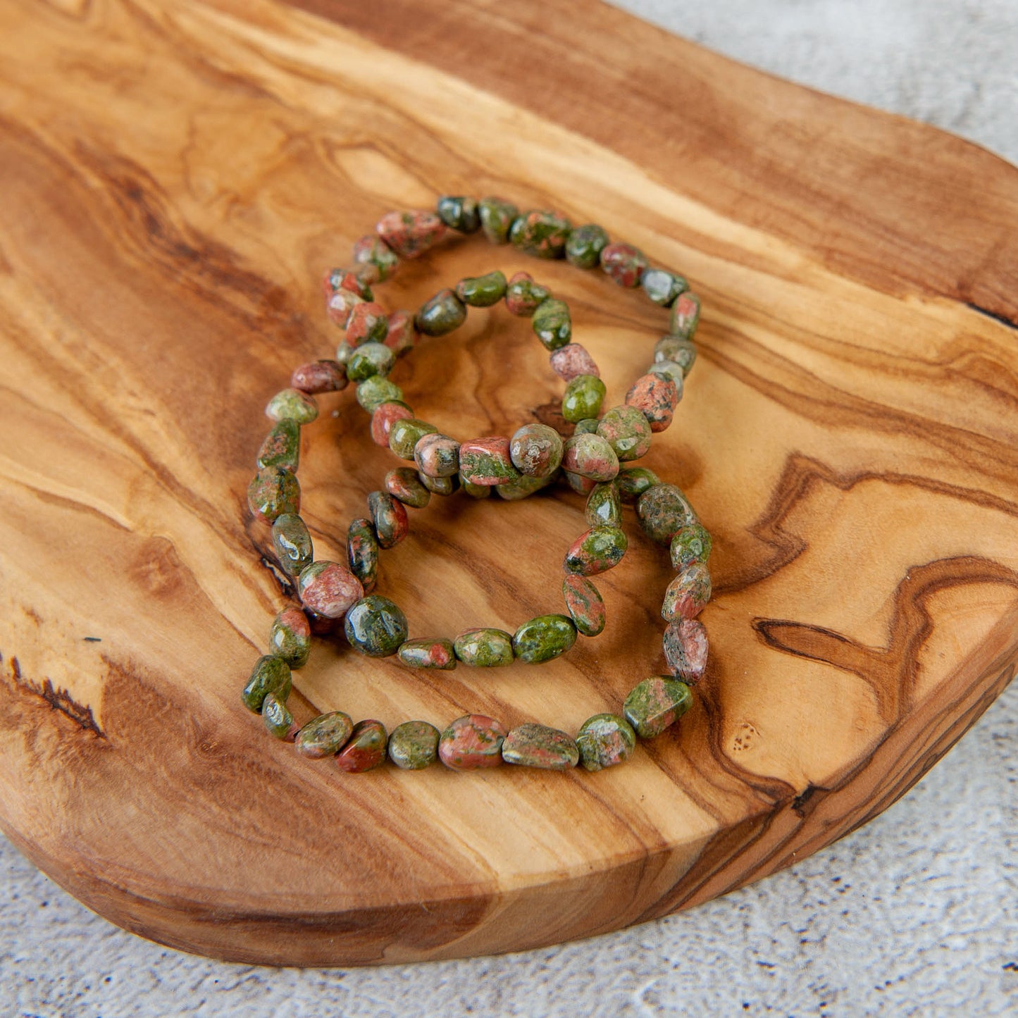 Unakite Pebble Beaded Bracelet